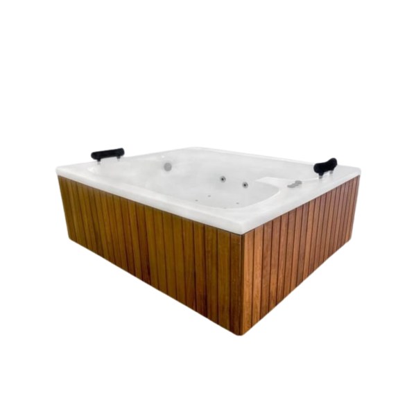 select wood İroko ahşap panelli Çift kişilik dökme akrilik jakuzi 195x165x63 cm